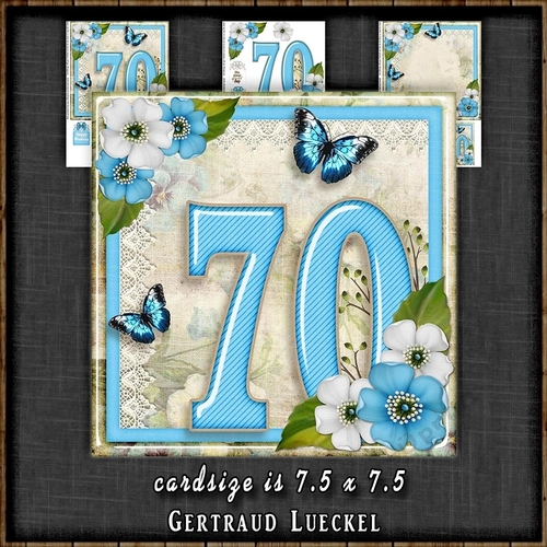 Vintage Birthday 70th Card Topper Kit 1306
