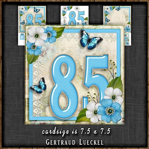 Vintage Birthday 85th Card Topper Kit 1306