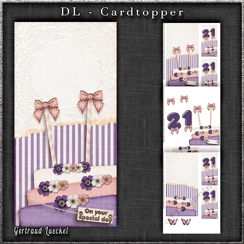 Vintage DL 21th Purple Birthday Topper Cardkit 1294