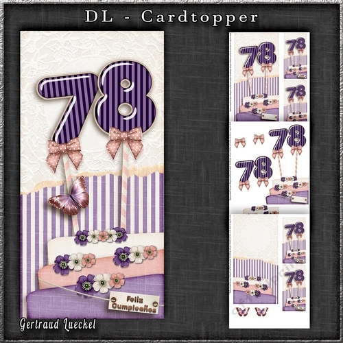 Vintage DL 78th Purple Birthday Feliz Cumpleaños Topper Cardkit 1294