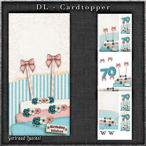 Vintage DL 70th Purple Birthday  Topper Cardkit 1294