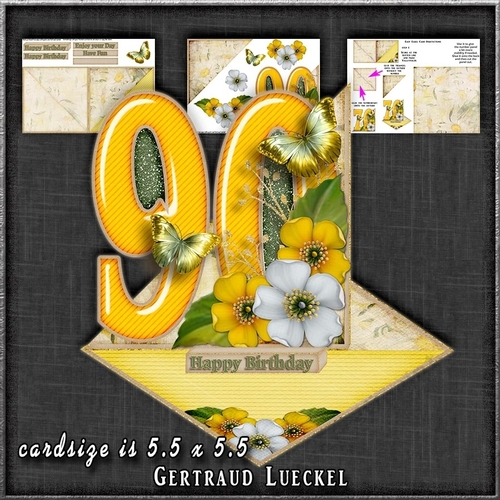 Vintage Easel 90th Birthday Card Kit 1181