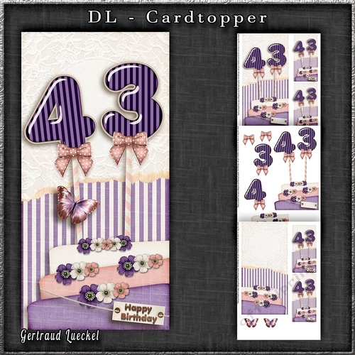 Vintage DL 43th Birthday Topper Cardkit 1294