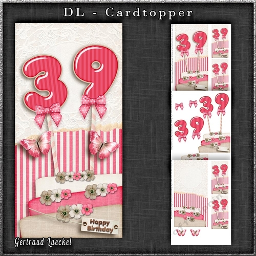 Vintage DL 39th  Birthday Topper Cardkit 1294