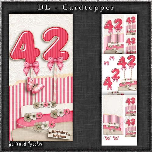 Vintage DL 42th  Birthday Topper Cardkit 1294