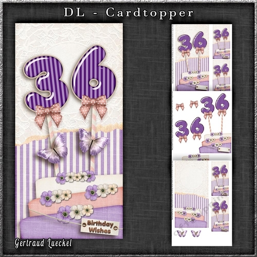 Vintage DL 36th  Birthday Topper Cardkit 1294