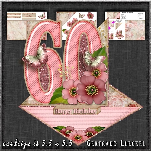 Vintage Easel 60th Birthday Card Kit 1178