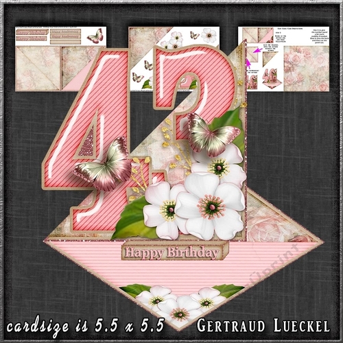 Vintage Easel 43th Anniversary Birthday Card Kit 1178