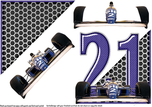 Vintage Easel 21th formula one Birthday Card Kit 1179 add on