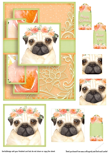 Cardtopper Pyramids 1379 little puppy mops