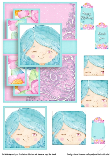 Cardtopper Pyramids 1384 cute little girl