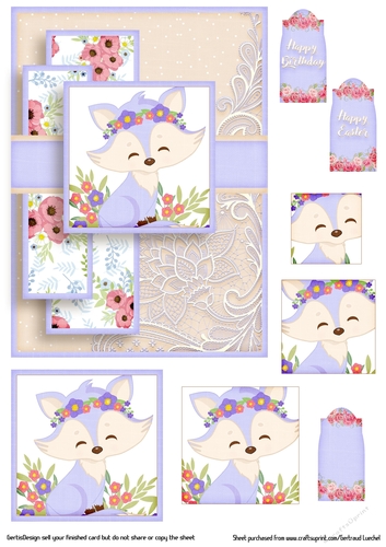 Cardtopper Pyramids 1387 little purple fox
