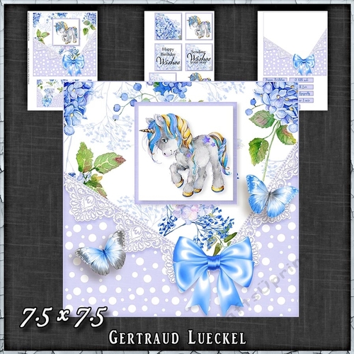 Vintage Watercolour Soft Blue Card Topper Kit 1374