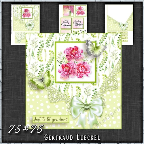 Vintage Watercolour Soft Green Card Topper Kit 1376