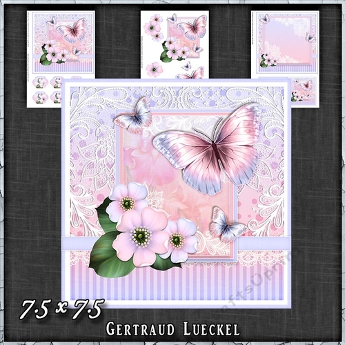 Vintage Pastel Shabby Butterfly Flower 1408