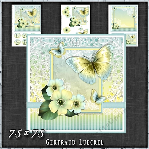 Vintage Pastel Shabby Butterfly Flower 1409