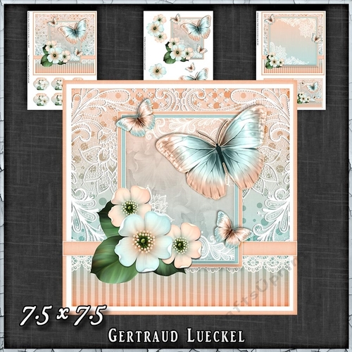 Vintage Pastel Shabby Butterfly Flower 1410