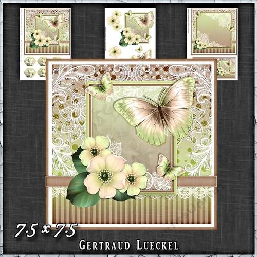 Vintage Pastel Shabby Butterfly Flower 1411