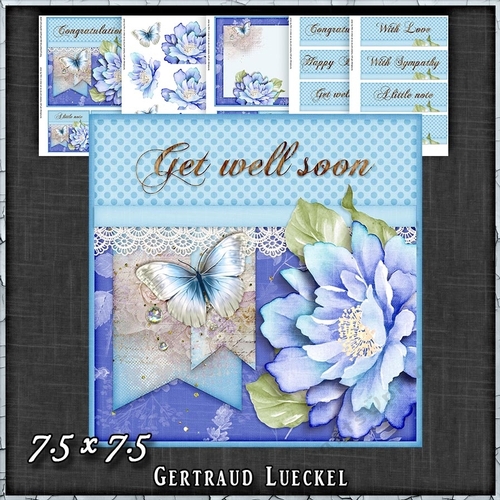 Blue Butterfly Flower Polkadots Card Topper Kit 1425