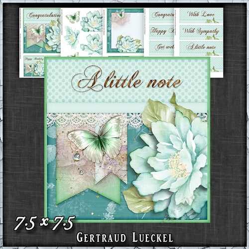 Teal Butterfly Flower Polkadots Card Topper Kit 1427