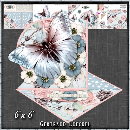 Beautiful Blue Blush Butterfly and Flower Easel with a Twist 1429