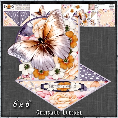 Beautiful Orange Purple Butterfly and Flower Easel with a Twist 1431