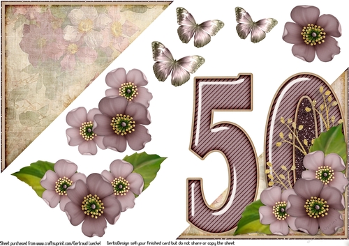 Add On for Vintage Easel 50th Birthday Card Kit 1178