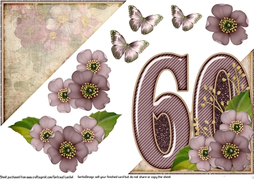 Add On for Vintage Easel 60th Birthday Card Kit 1178