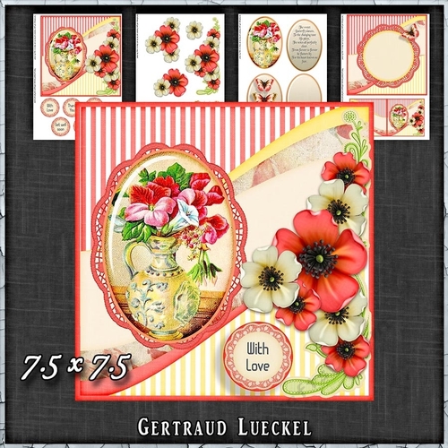 Vintage Shabby Flower Card Kit Pink 1443