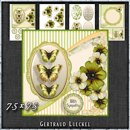 Vintage Shabby Flower Card Kit Green 1444
