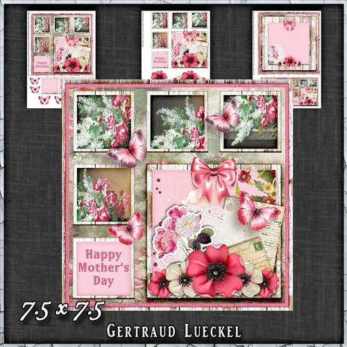 Shabby Vintage Floral Card Kit Red 1451
