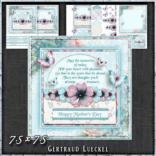 Vintage Shabby Grunge Flower Blue 1454