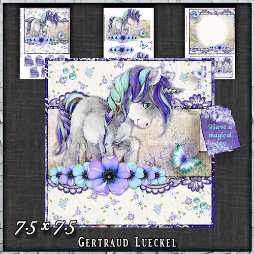Vintage Shabby Grunge Magic Unicorn 1459