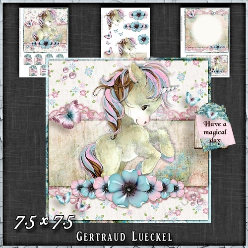 Vintage Shabby Grunge Magic Unicorn 1460