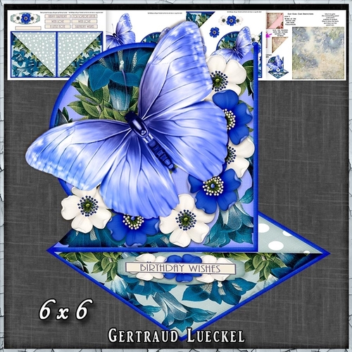 Beautiful Butterfly and Flower Easel with a Twist 1432 Blue