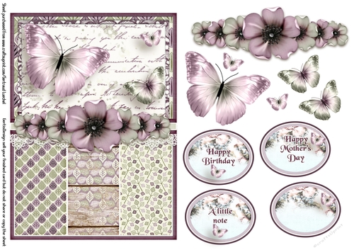 Vintage Shabby Grunge Butterfly Flower Singlesheet 1464