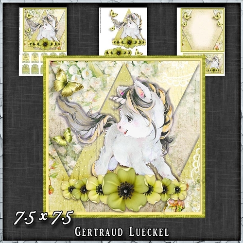 Vintage Shabby Grunge Magic Unicorn 1474