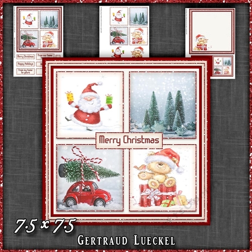 Christmas Bear And Santa Card Topper Kit 1520