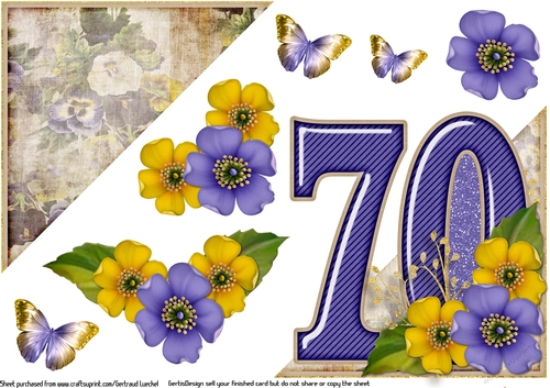 Add On for Vintage Easel 70th Birthday Card Kit 1179