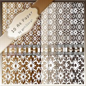 10 x A4 Flowers and Lace Backgroundpaper 115