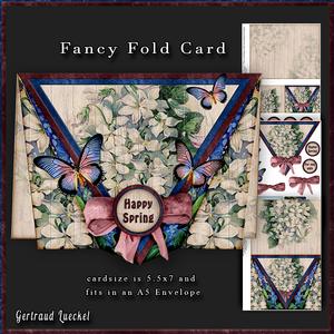 White and Blue Flowers Triangle Fancy Fold Card 203