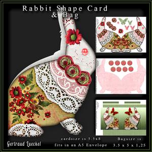 Rabbit Shape Card with Bag Red