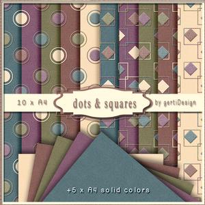15 x A4 Backgroundpaper Dots & Squares 130