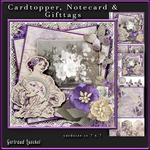 Cardtopper with Inlet Purple Flower Lady 231