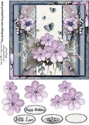 Cardtopper Purple Flower 234