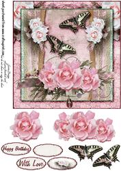 Cardtopper Pink Flower 235