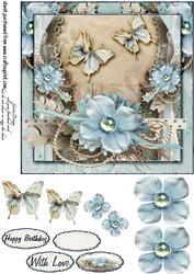 Cardtopper Blue Flower 237