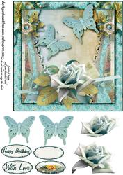 Cardtopper Blue Rose 238