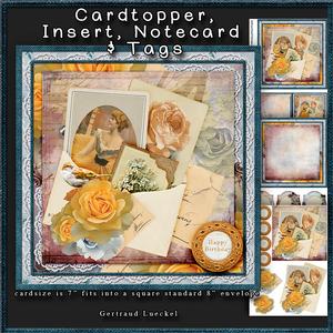 Cardtopper with Inlet Yellow Roses 131
