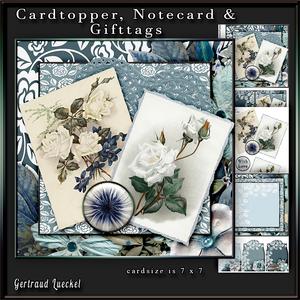 Cardtopper 7x7 with Inlet Blue Flower 238